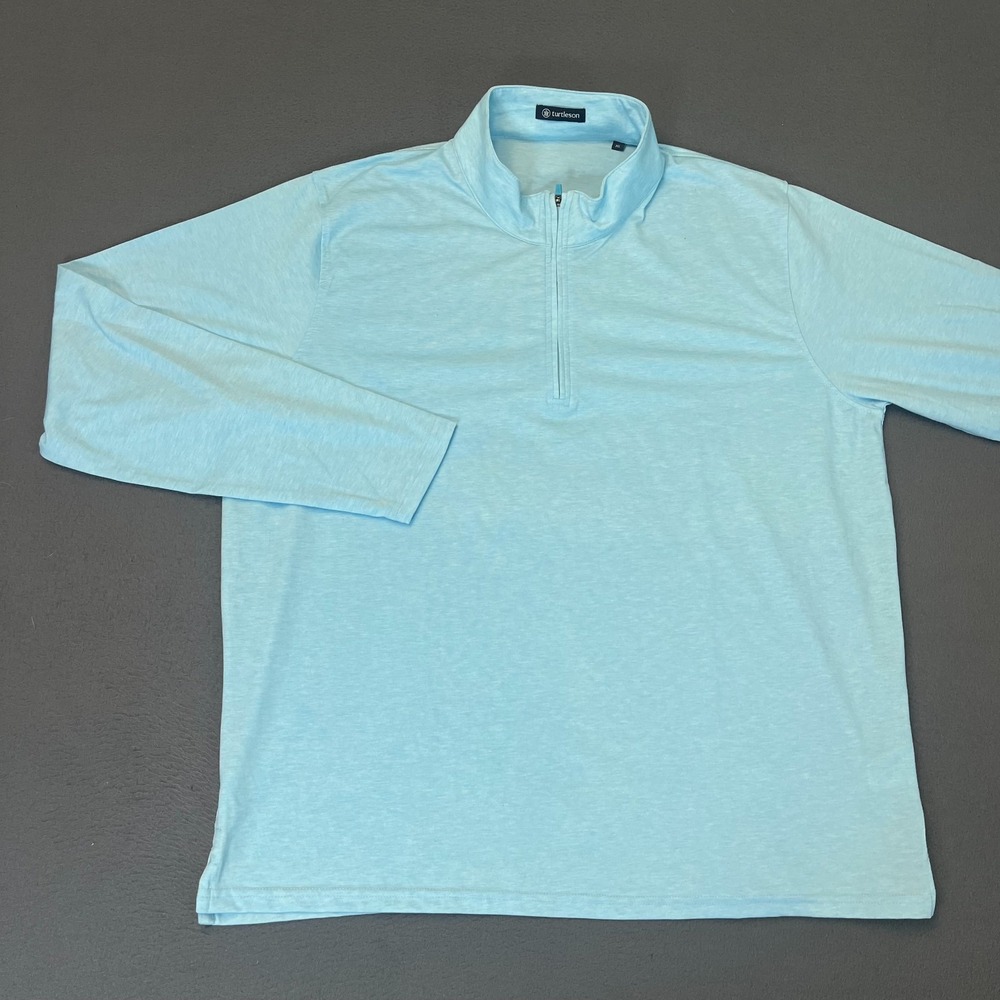 Turtleson Mens Size XL 1/4 Zip Pullover Blue Golf Logo‎ Stretch Mock Neck